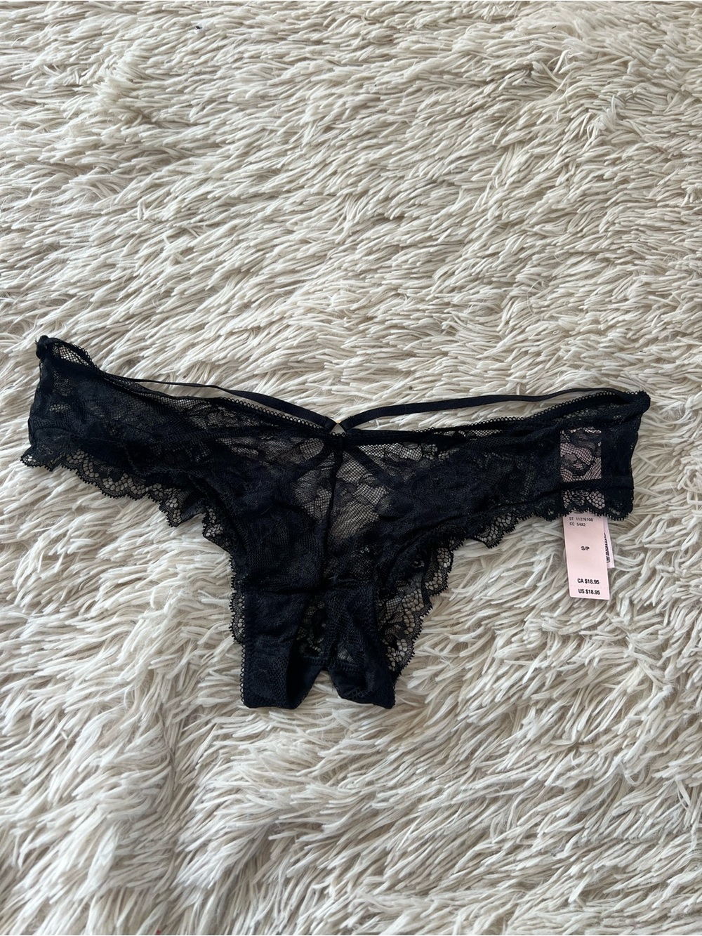 Victoria's Secret Black Lace Panty with Cutout Detail